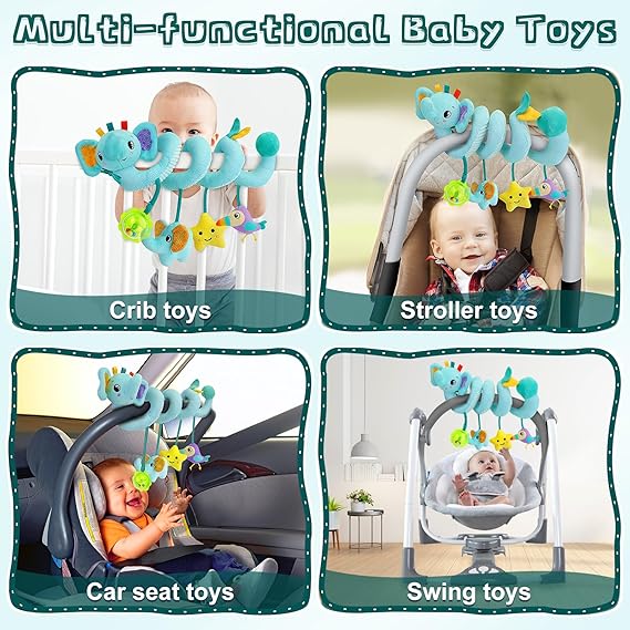 Baby Spiral Hanging Crib Toy – Rattle & Bell Stroller Activity Toy for Infants - Urbizia