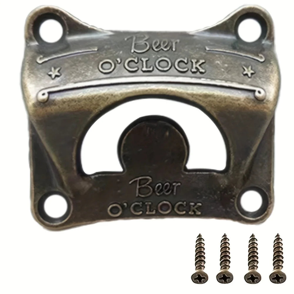 Beer O’ Clock” Wall Mounted Bottle Opener – Retro Bar & BBQ Tool