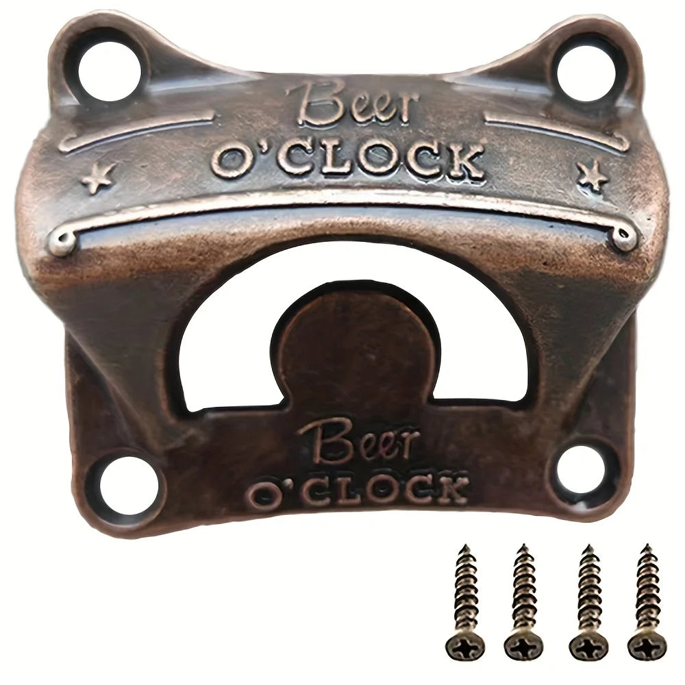 Beer O’ Clock” Wall Mounted Bottle Opener – Retro Bar & BBQ Tool