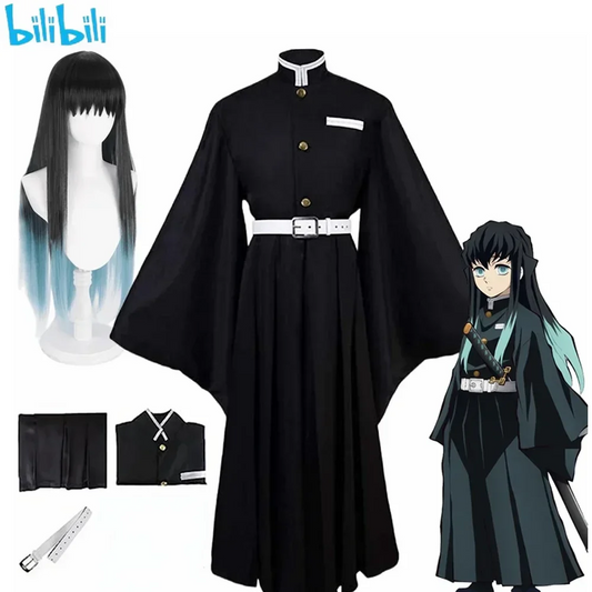 Bilibili Anime Demon Slayer Kimetsu No Yaiba – Tokitou Muichirou Cosplay Costume Uniform with Wig for Halloween Party