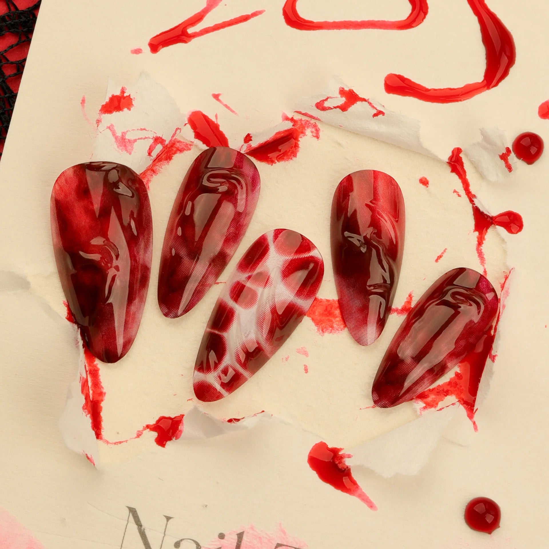 Black Gradient French Almond Fake Nails – Halloween Ghost & Pumpkin Press On Nails with Glue