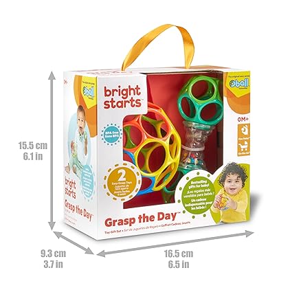 Bright Starts Oball Bundle – Easy-Grasp Ball & Rattle Toy Set for Newborns - Urbizia