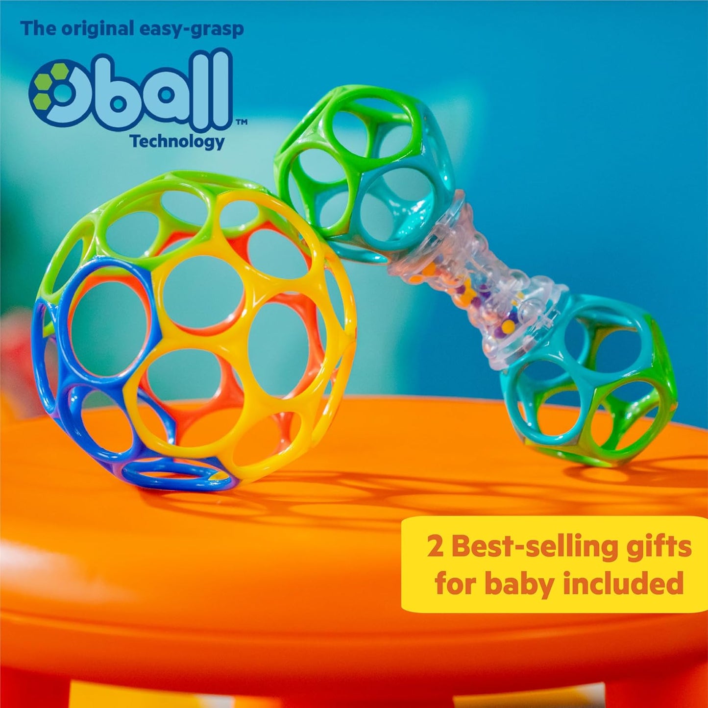 Bright Starts Oball Bundle – Easy-Grasp Ball & Rattle Toy Set for Newborns - Urbizia