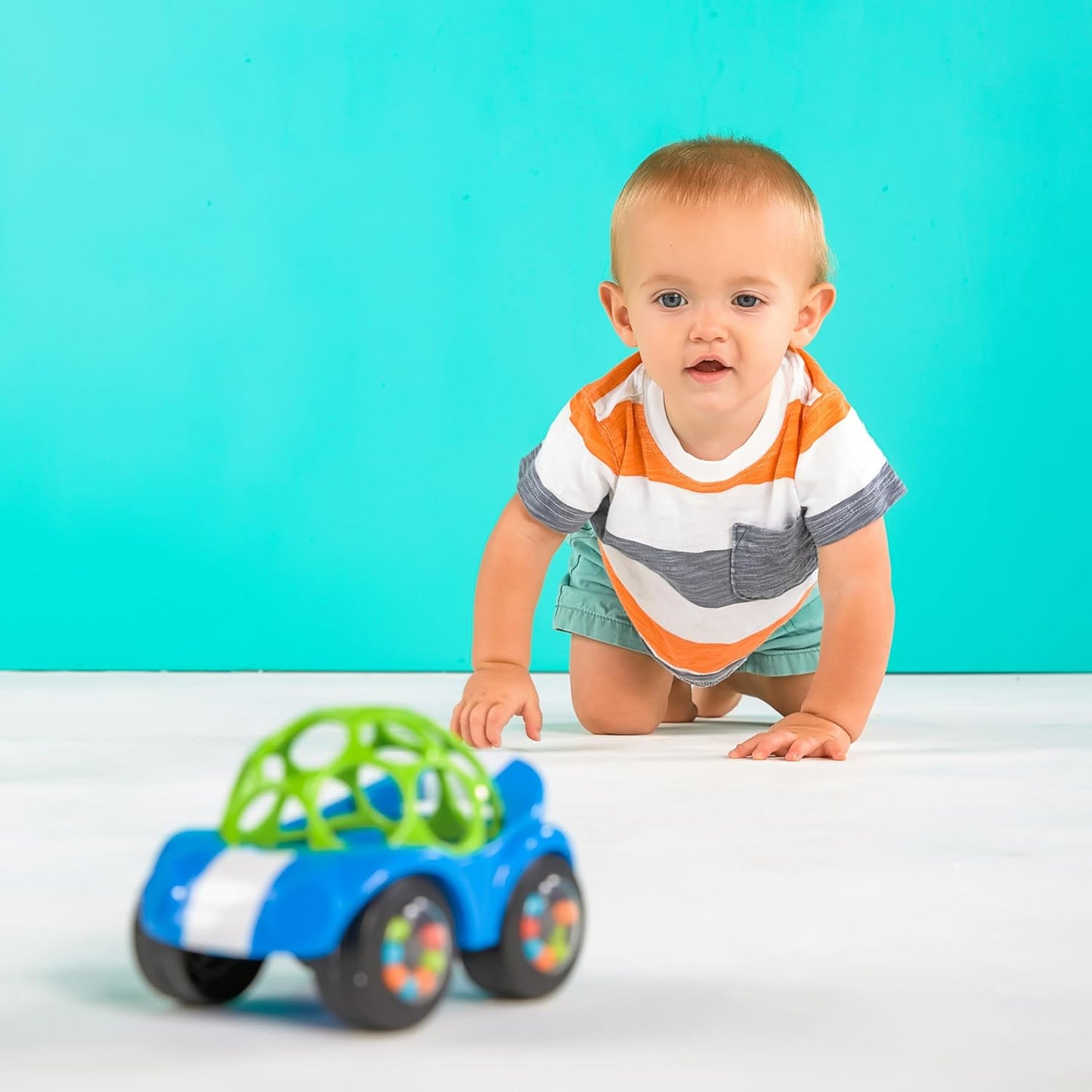 Bright Starts Oball Rattle & Roll Car – Easy-Grasp BPA-Free Infant Toy - Urbizia