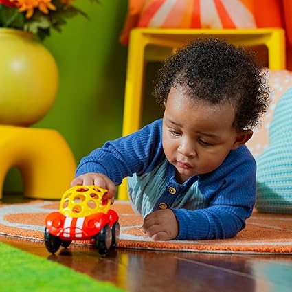 Bright Starts Oball Rattle & Roll Car – Easy-Grasp BPA-Free Infant Toy - Urbizia