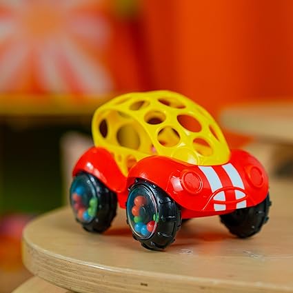 Bright Starts Oball Rattle & Roll Car – Easy-Grasp BPA-Free Infant Toy - Urbizia