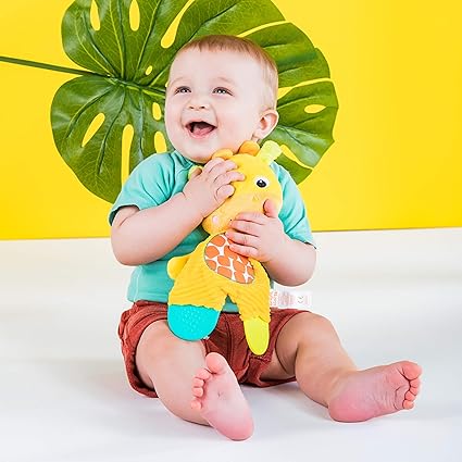 Bright Starts Snuggle & Teethe – Plush Giraffe Baby Teething Toy - Urbizia