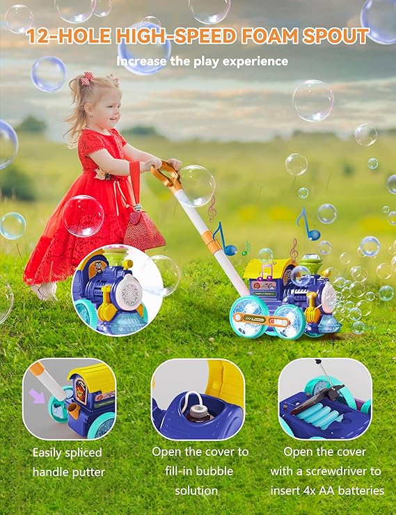 Bubble Machine Train – Musical Light-Up Bubble Blower for Kids - Urbizia