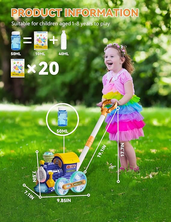 Bubble Machine Train – Musical Light-Up Bubble Blower for Kids - Urbizia