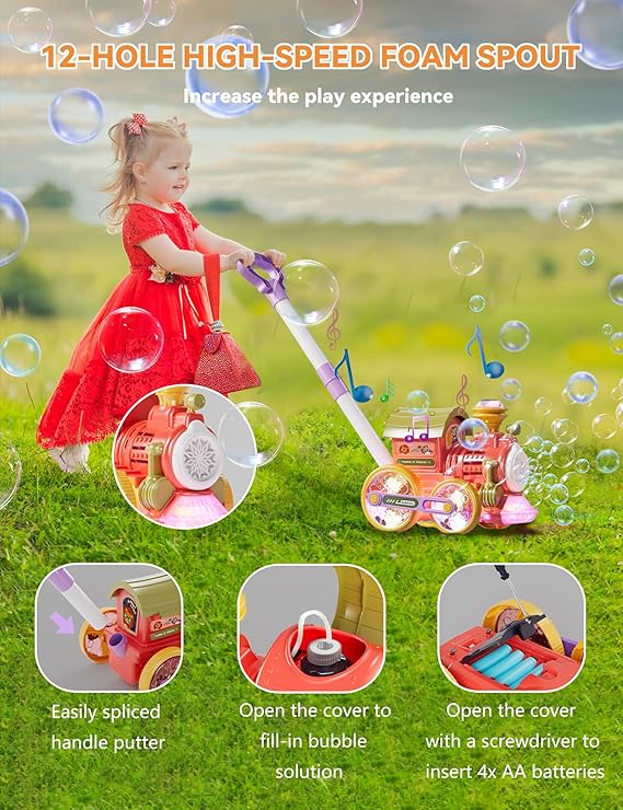 Bubble Machine Train – Musical Light-Up Bubble Blower for Kids - Urbizia