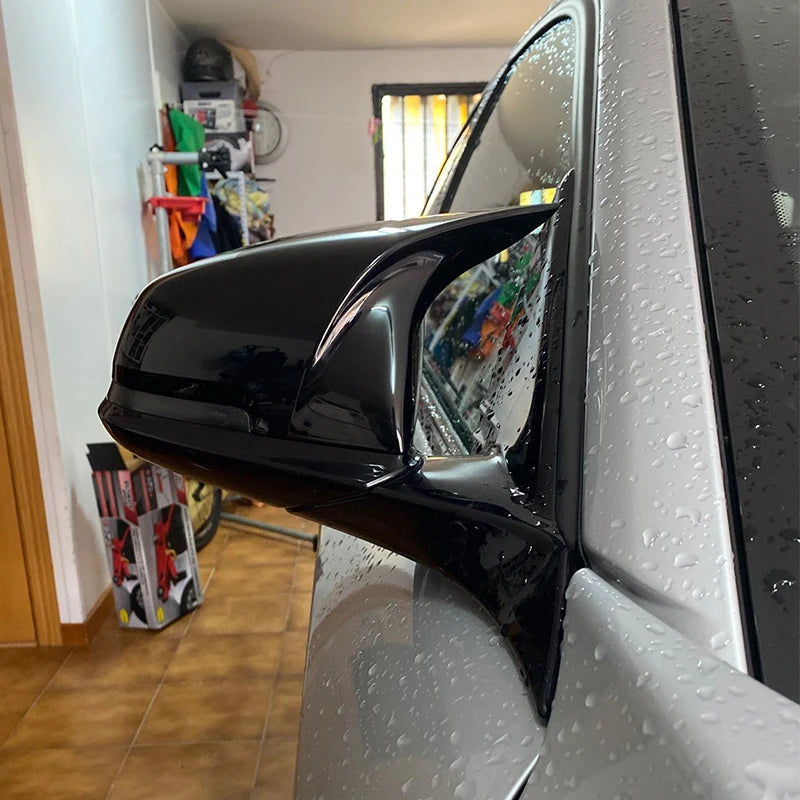 Carbon Fiber Rearview Mirror Cover Caps for BMW (2pcs, Black Pattern)