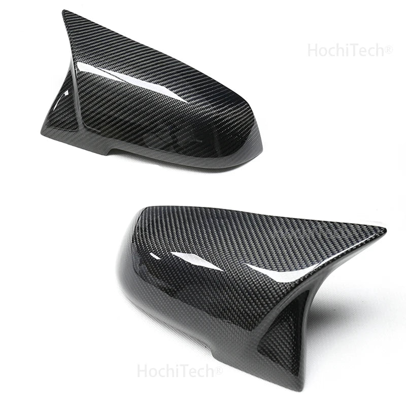 Carbon Fiber Rearview Mirror Cover Caps for BMW (2pcs, Black Pattern)