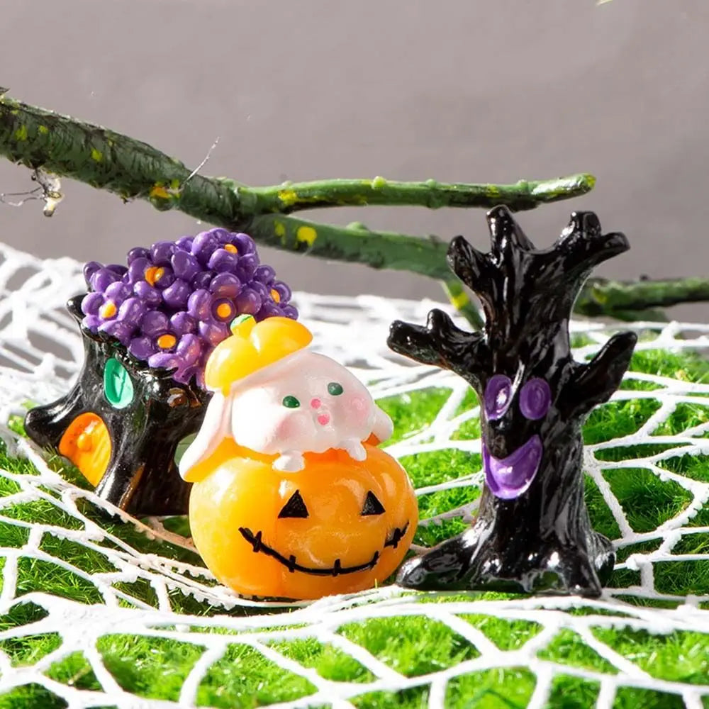 Cartoon Halloween Pumpkin Skeleton Figurines – 3D Mummy, Skull, Ghost & Mini Ornaments