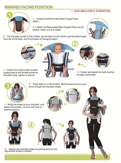 CdyBox Adjustable 4 Positions Baby Carrier – Pink - Urbizia