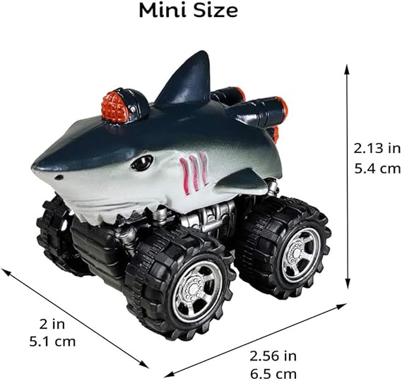 DINOBROS Shark Pull Back Cars – 4 Pack Ocean Animal Truck Toys for Kids - Urbizia