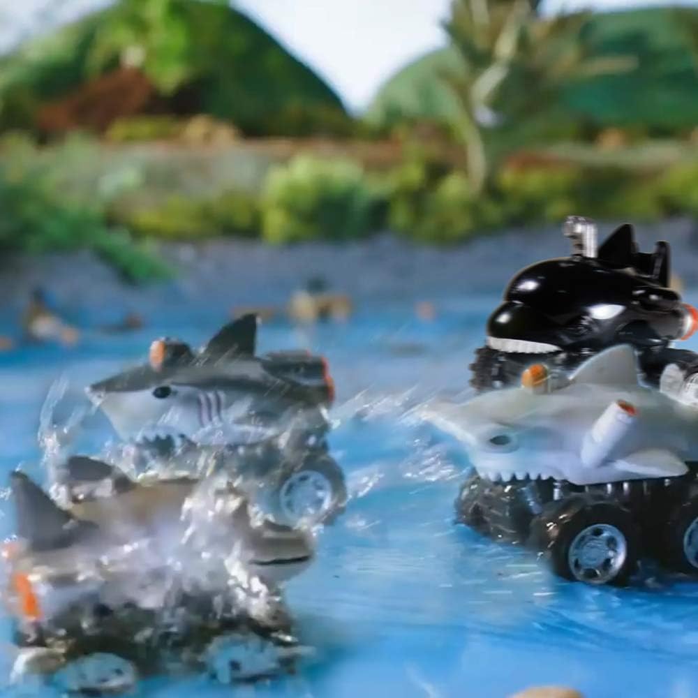 DINOBROS Shark Pull Back Cars – 4 Pack Ocean Animal Truck Toys for Kids - Urbizia