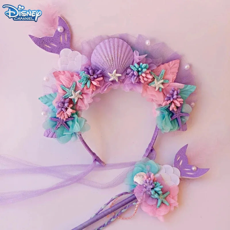 Disney Purple Mermaid Headpiece – Hair Hoop & Sequins Fairy Princess Wand Accessories for Kids Dress-Up