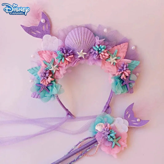 Disney Purple Mermaid Headpiece – Hair Hoop & Sequins Fairy Princess Wand Accessories for Kids Dress-Up