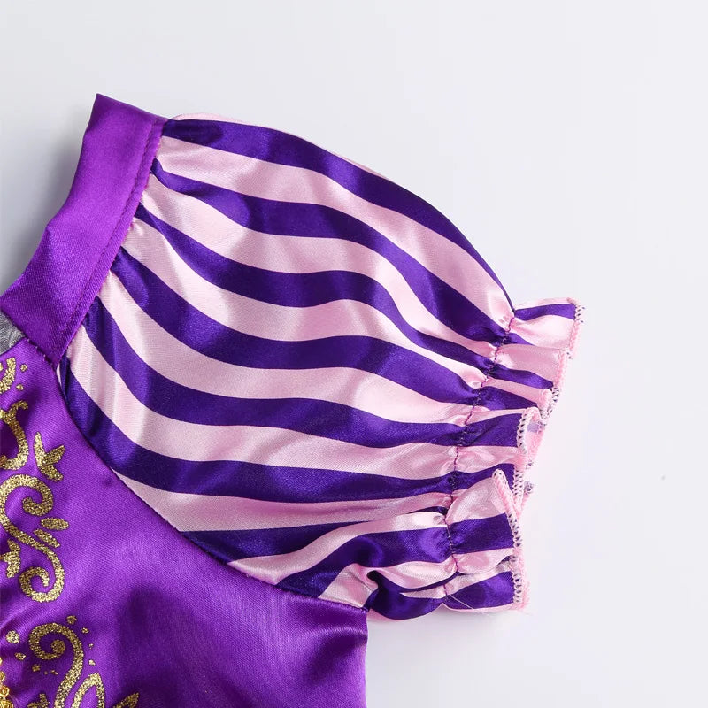 Disney Rapunzel Princess Dress – Purple Puff Sleeve A-Line Costume for Girls Halloween Birthday Party