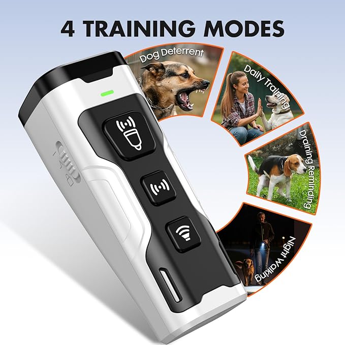 Dog Bark Deterrent Device – Ultrasonic Anti-Barking Training Tool with 6 Modes & Rechargeable Design - Urbizia