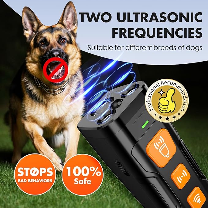 Dog Bark Deterrent Device – Ultrasonic Anti-Barking Training Tool with 6 Modes & Rechargeable Design - Urbizia
