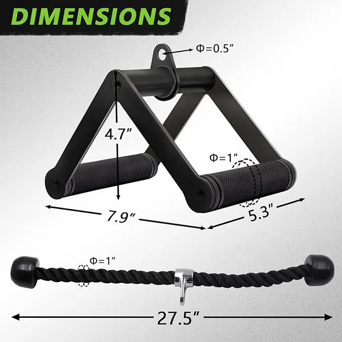 Double D Row Handle & Tricep Rope Set – Steel & Nylon - Urbizia