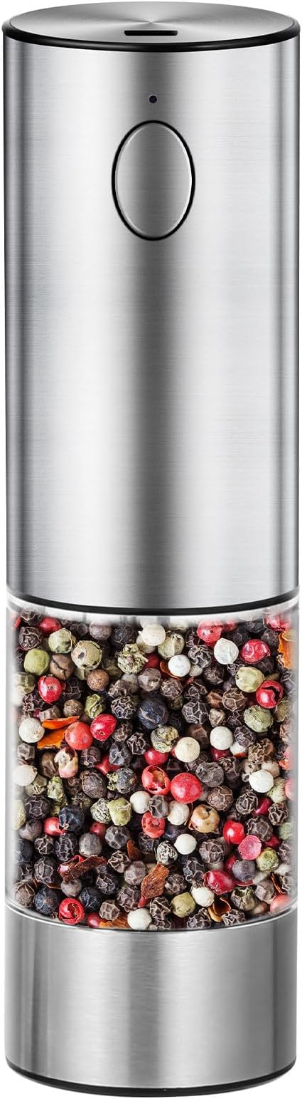 Electric Salt & Pepper Grinder Set – Rechargeable, Adjustable Coarseness, Stainless Steel with Light - Urbizia