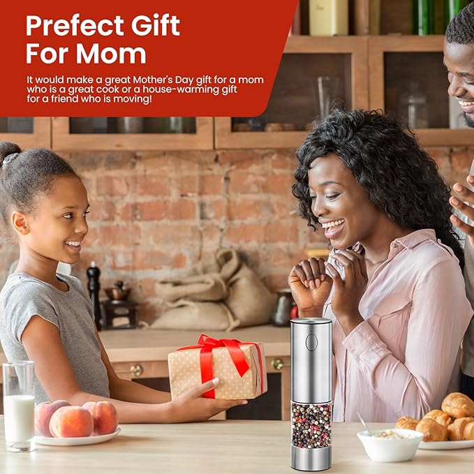 Electric Salt & Pepper Grinder Set – Rechargeable, Adjustable Coarseness, Stainless Steel with Light - Urbizia