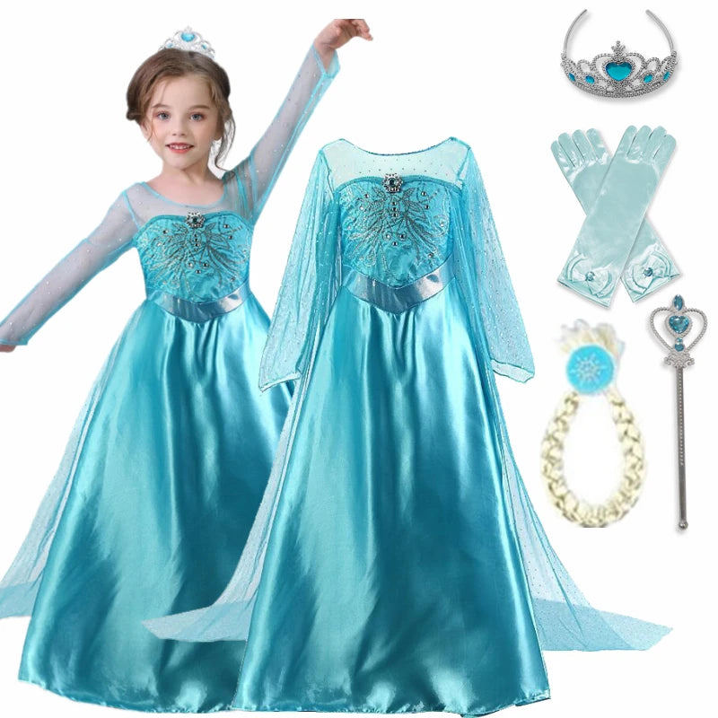 Elsa Dress for Girls – Birthday, Halloween, Carnival & Cosplay Princess Costume for Kids (3-10 Yrs)