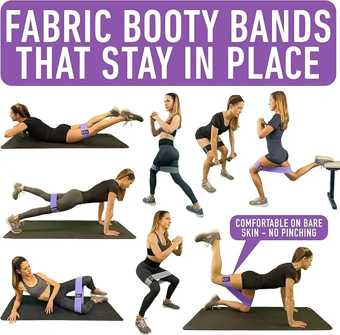 Fabric Resistance Bands Set – 4 Levels with Workout Guide - Urbizia