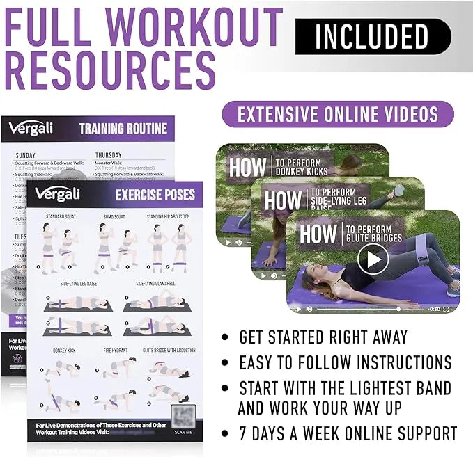 Fabric Resistance Bands Set – 4 Levels with Workout Guide - Urbizia