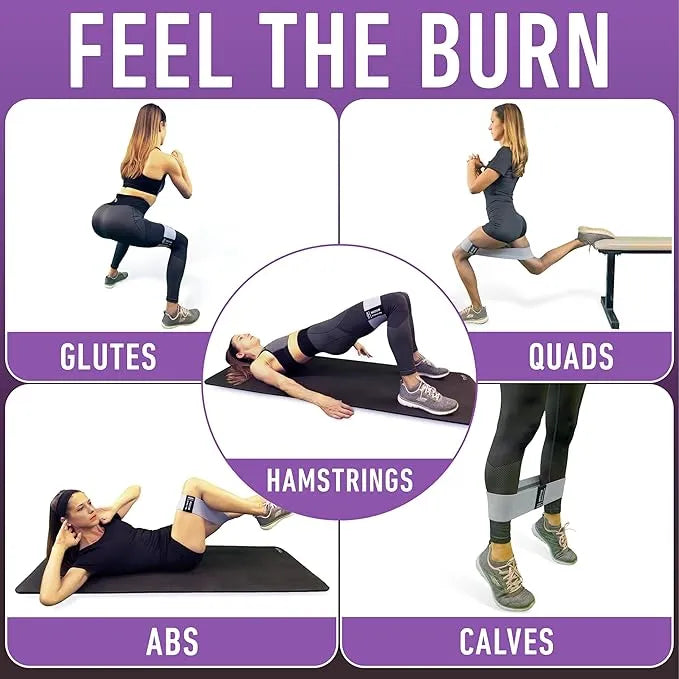 Fabric Resistance Bands Set – 4 Levels with Workout Guide - Urbizia