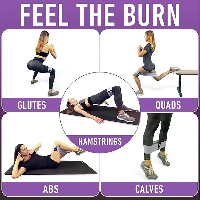 Fabric Resistance Bands Set – 4 Levels with Workout Guide - Urbizia