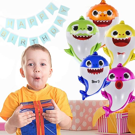 GRAME Shark Birthday Party Balloons Set – 14 Pcs Ocean Theme Decorations - Urbizia