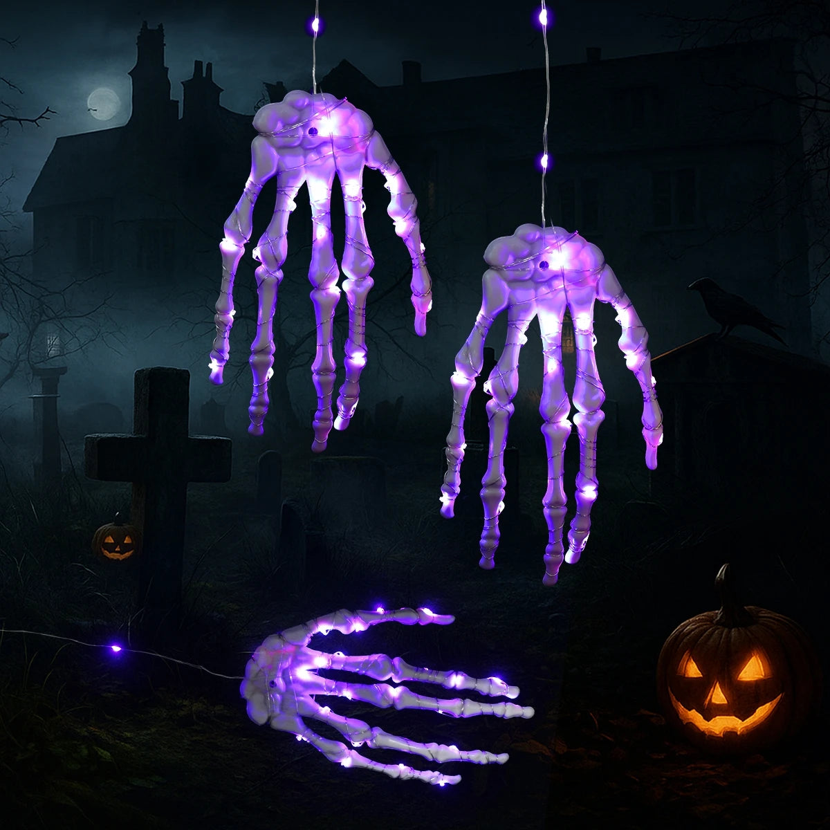 Glowing Skeleton Hand – Halloween Horror Hanging Decoration