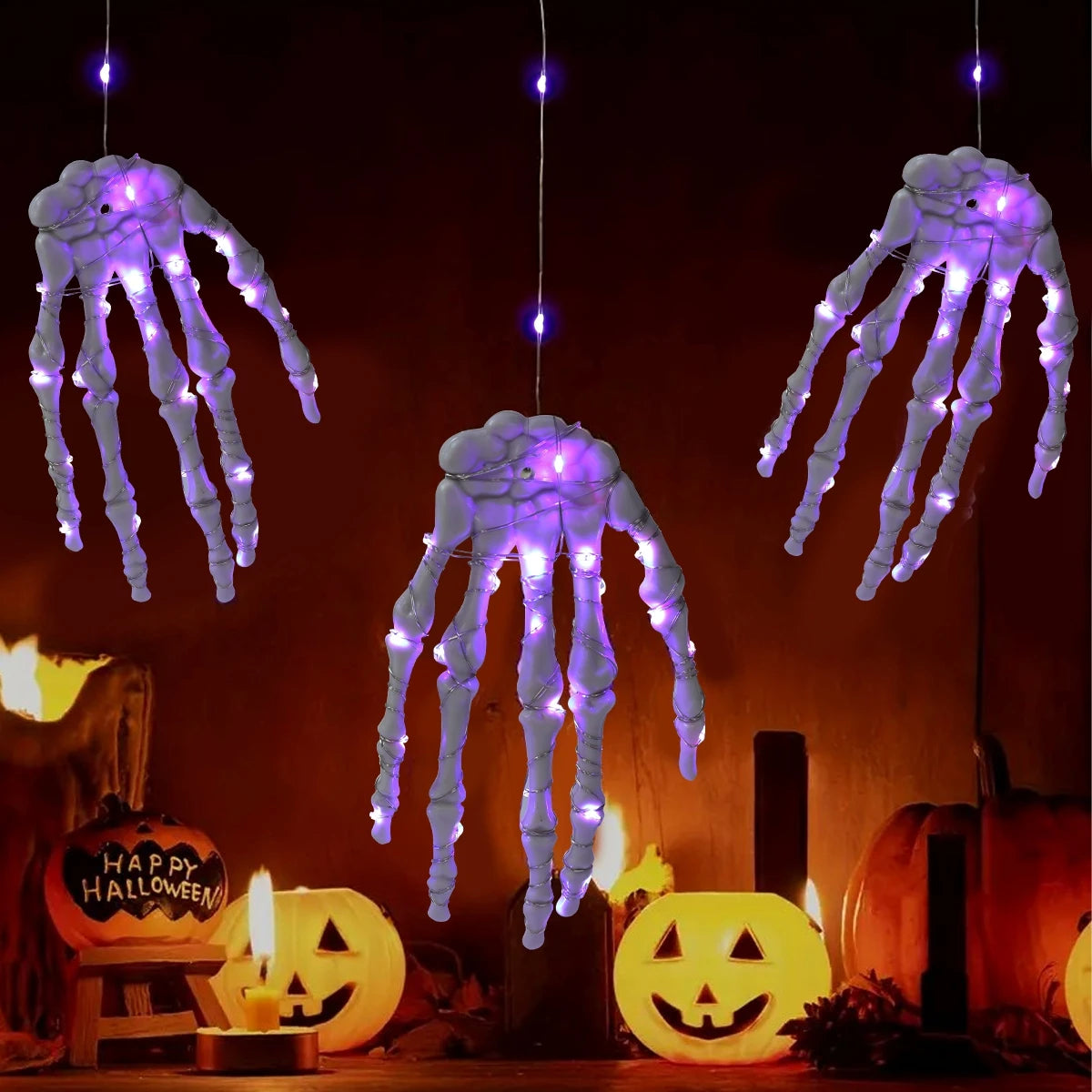 Glowing Skeleton Hand – Halloween Horror Hanging Decoration