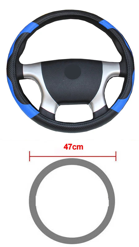 Car Steering Wheel Cover Bus Truck For 36 38 40 42 45 47 50 CM Out Diameters Blue Red Microfiber Leather Steering-wheel Wrap
