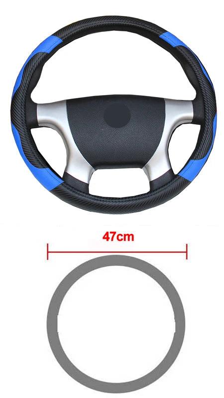 Car Steering Wheel Cover Bus Truck For 36 38 40 42 45 47 50 CM Out Diameters Blue Red Microfiber Leather Steering-wheel Wrap