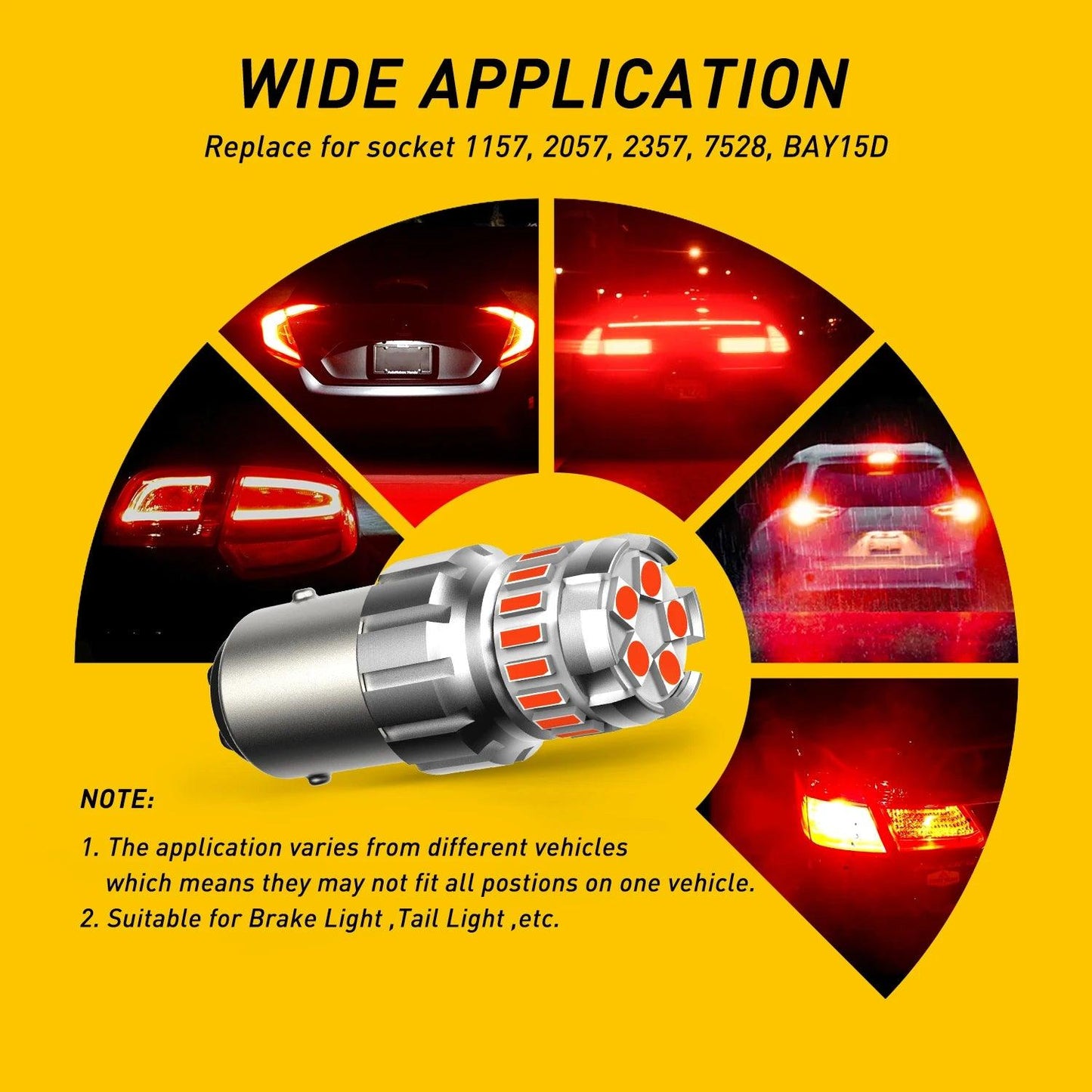 AUXITO 2Pcs 1157 2057 2357 BAY15D LED Lights Bulb Red P21/5W 7528 For Car Rear Brake Stop Tail Automotive Light Bulb 12V