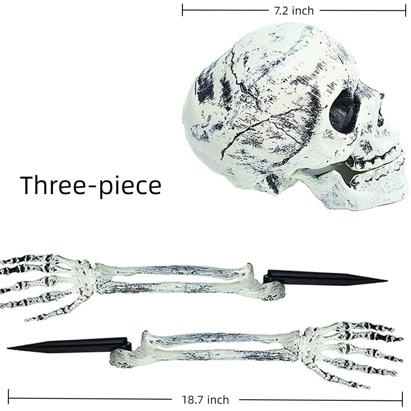 Halloween Decor Skeleton Stakes – Realistic Skull, Human Hand & Arms for Party