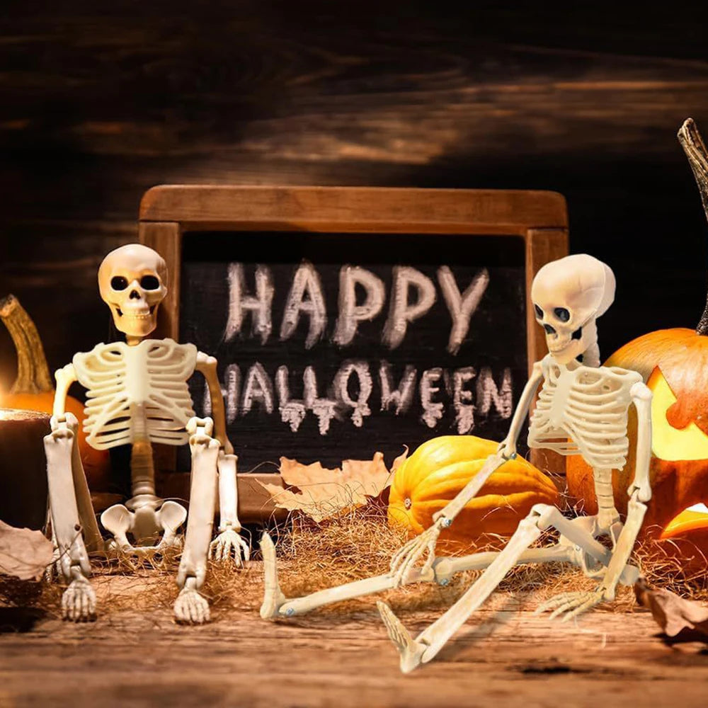 Halloween Decorations Posable Human Skeleton – Fake Bone Horror Prop for Spooky Décor