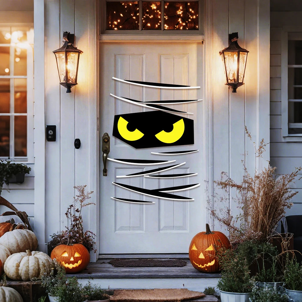 Halloween Door & Window Stickers – Skeleton Hand, Pumpkin, Ghost & Witch Hat DIY Decorations