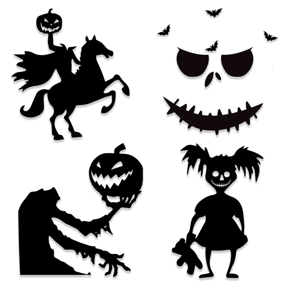 Halloween Door & Window Stickers – Skeleton Hand, Pumpkin, Ghost & Witch Hat DIY Decorations