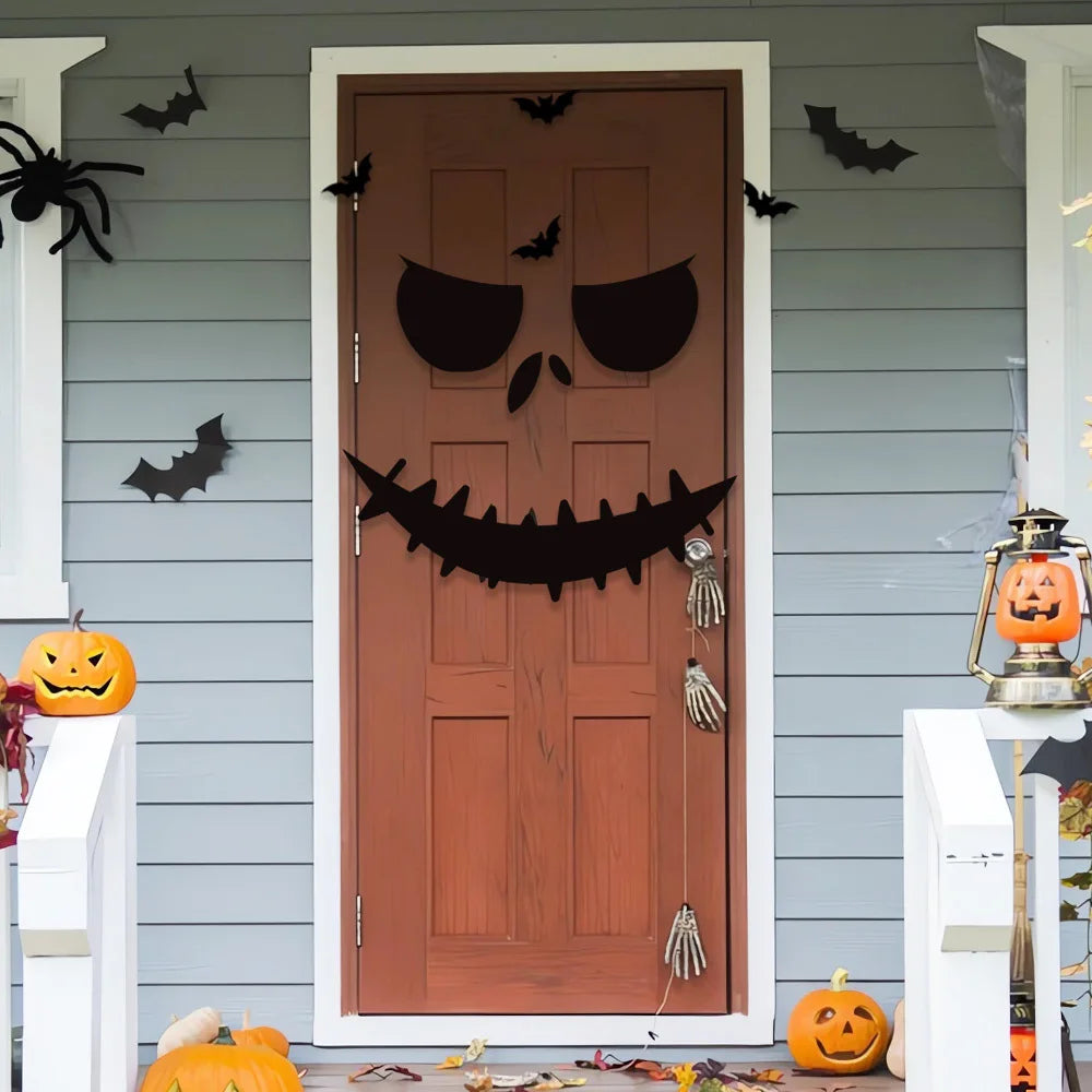 Halloween Door & Window Stickers – Skeleton Hand, Pumpkin, Ghost & Witch Hat DIY Decorations