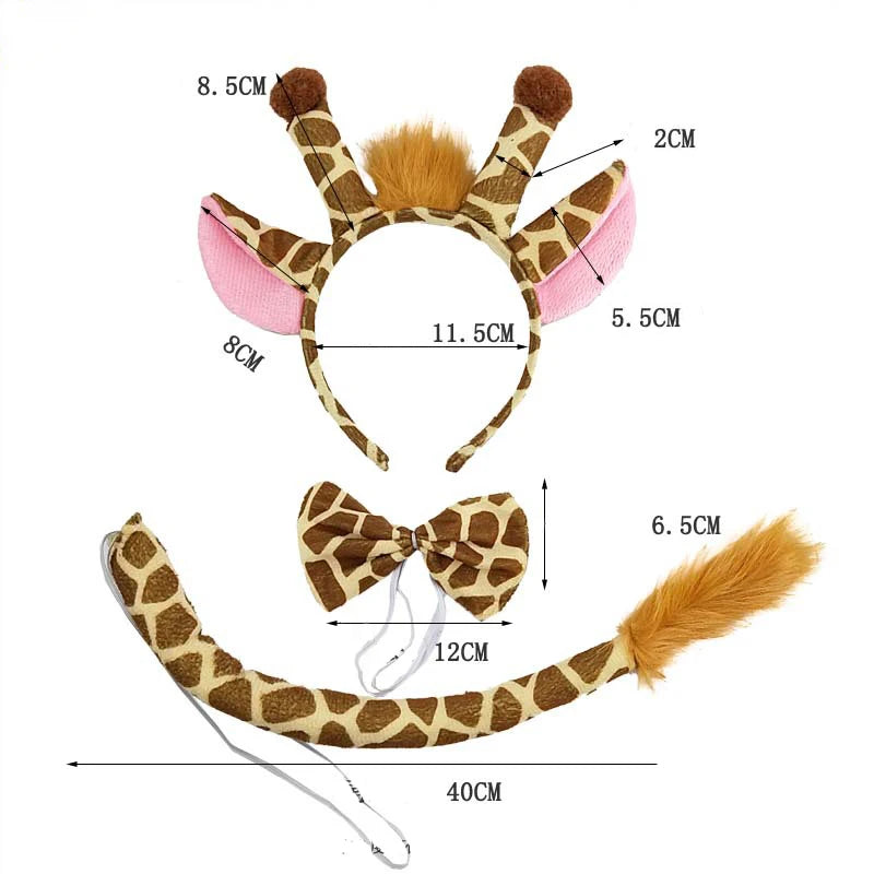 Halloween Giraffe Costume Set – Headband, Tie, Skirt & Gloves for Kids Cosplay & Party