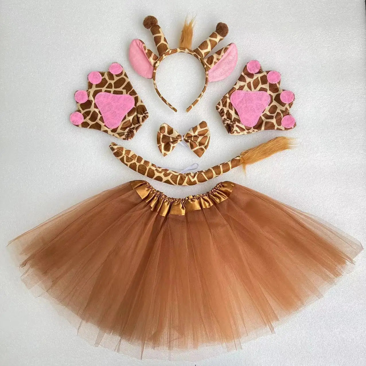 Halloween Giraffe Costume Set – Headband, Tie, Skirt & Gloves for Kids Cosplay & Party