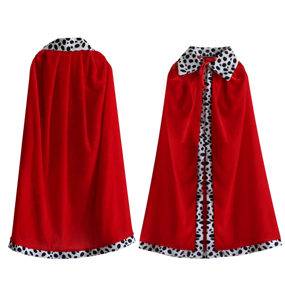 Halloween King Red Cloak Costume – Adult & Kids Prince Robe with Crown