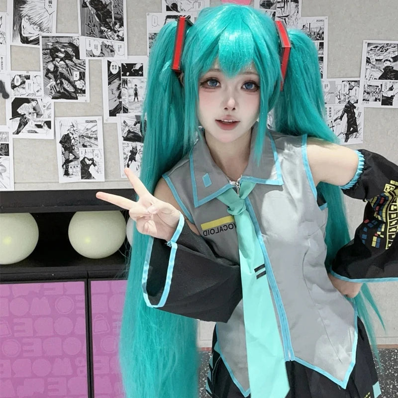 Hatsune Miku Anime Cosplay Costume – JK Skirt Uniform with Wig & Accessories for Halloween