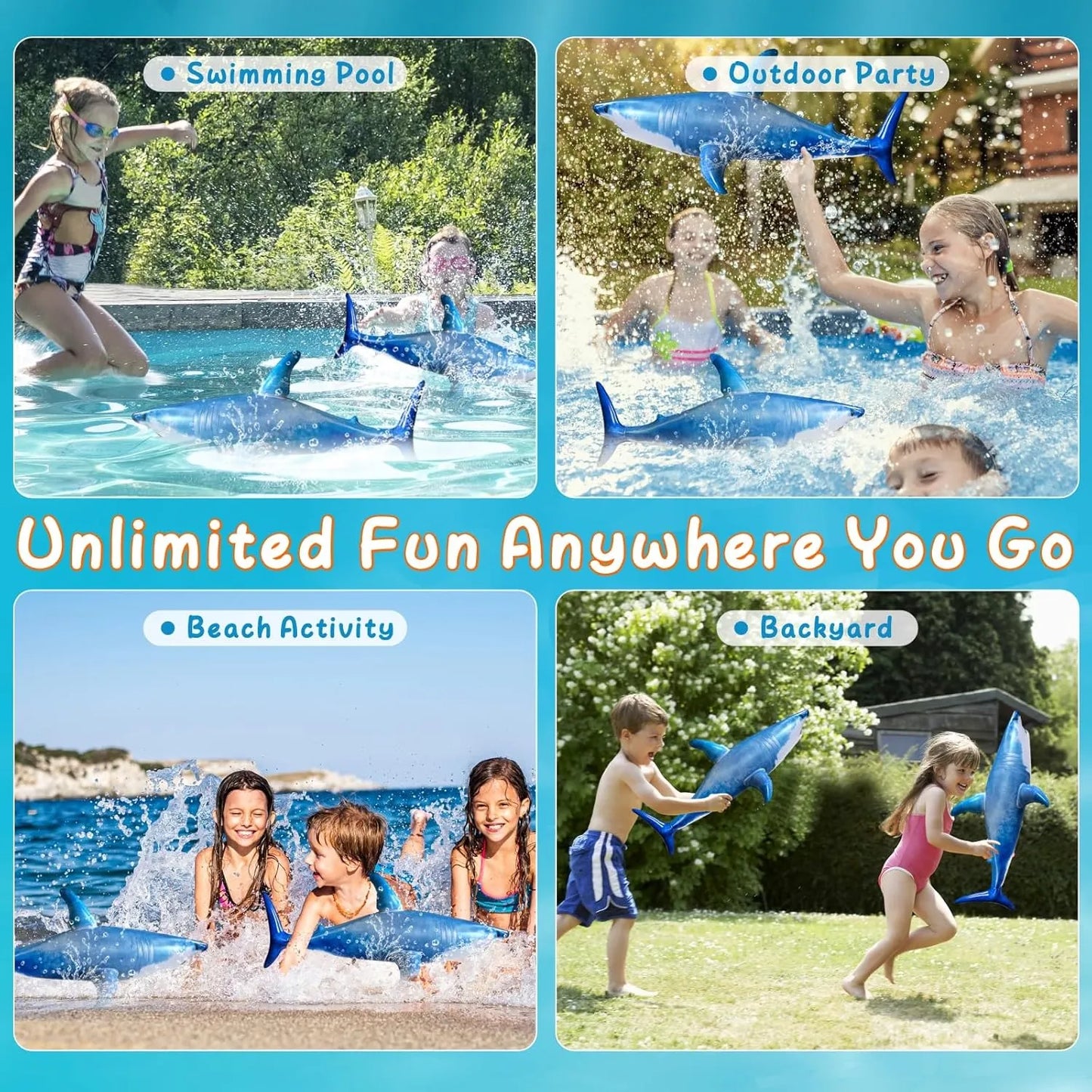 Inflatable Shark Pool Party Set - Urbizia