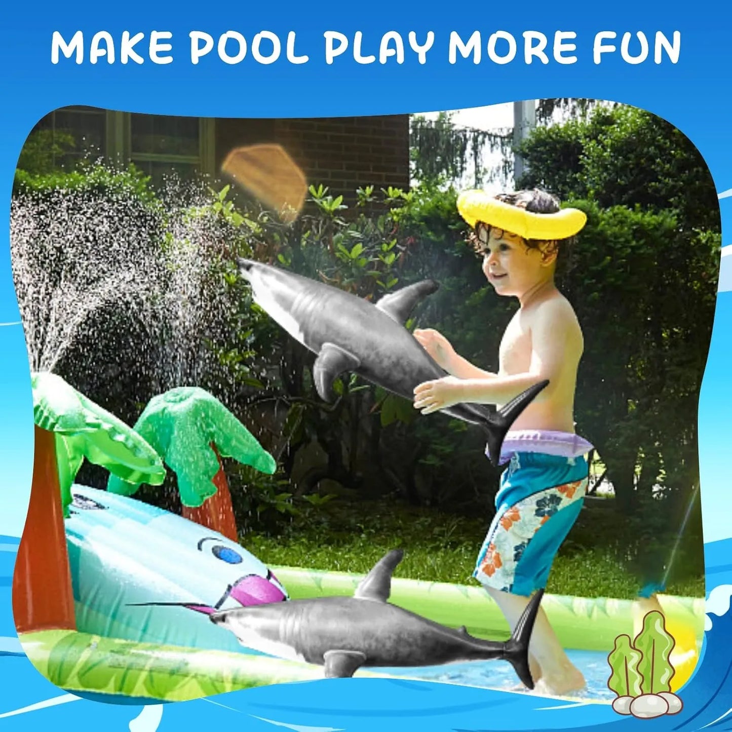 Inflatable Shark Pool Party Set - Urbizia